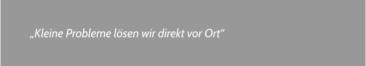 „Kleine Probleme lösen wir direkt vor Ort“